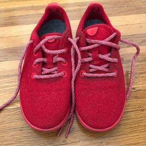Allbirds red wool runner with matching red marinara sole, size 8